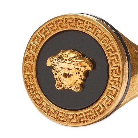 versace signet ring|Versace Medusa Head Signet Ring Black & Gold.